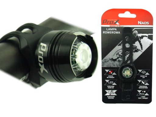 Predná lampa PROX NAOS 1-LED, čierna predná cyklistická lampa