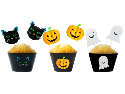 Sada ozdôb na cupcake Ghost Cat Pumpkin 12 ks