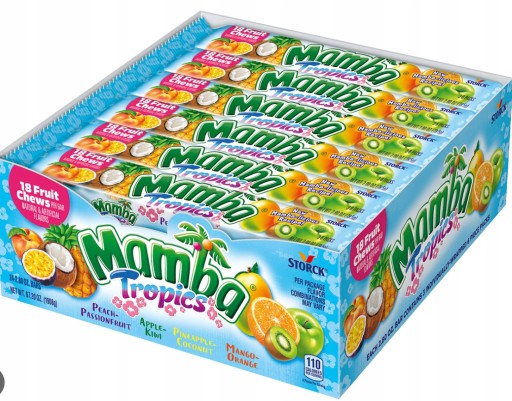 Rozpustná guma Mamba, sada Mix of Flavors, 3 prúžky