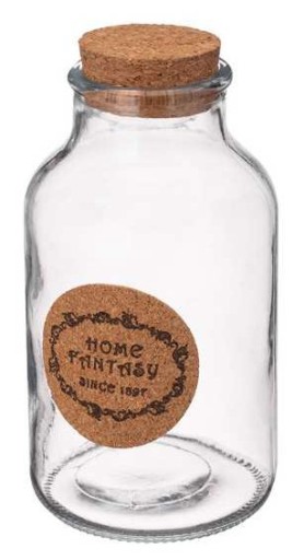 Sklenená fľaša s korkom, malá karafa RAVO 540 ml, hladká, priehľadná