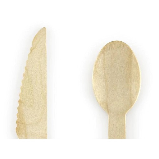 Drevený príbor, čierny, 16 cm (1 balenie / 18 ks)