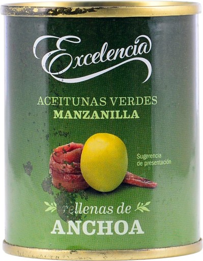 Španielske olivy Excelencia s ančovičkami