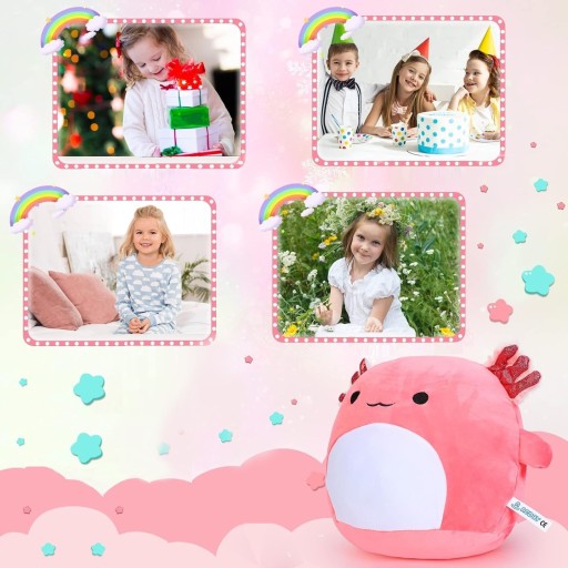 PLYŠOVÝ MASKOT PRE DETI axolotl kawaii 8 palcov ružový