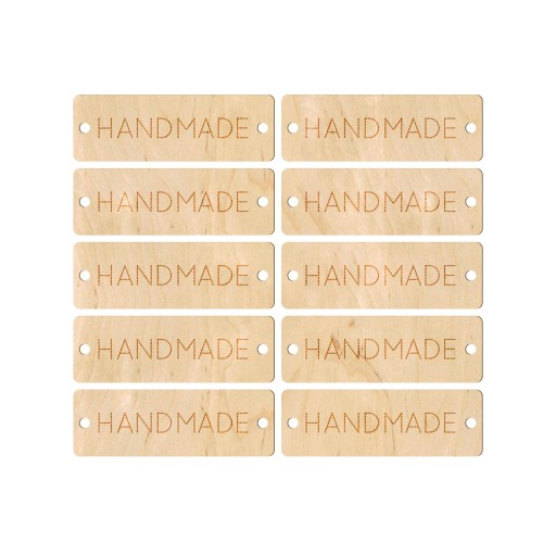 Drevený štítok s nápisom Handmade, 10 ks