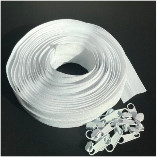 Zips páska 5mm špirálový zips ŠEDÝ 10m + 20 zipsov