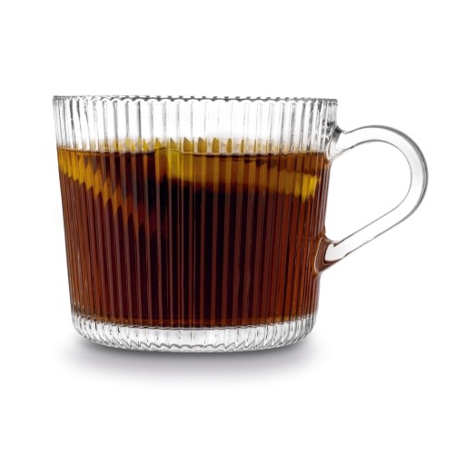 Veľký SKLENENÝ hrnček NA KÁvu, čaj, dekoratívne sklo na nápoje, PRUHOVANÝ, 400ml