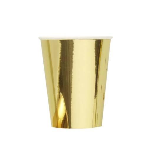 ZLATÉ papierové poháre, kovové, lesklé, ELEGANTNÉ