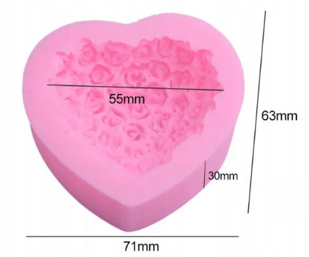 SILIKÓNOVÁ FORMA NA VOSKOVÉ MYDLO, SRDCE, RUŽA, 3D
