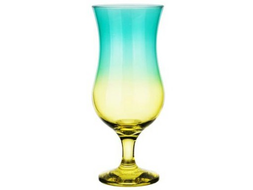Koktejlový pohár 420ml žltá a tyrkysová, LETO