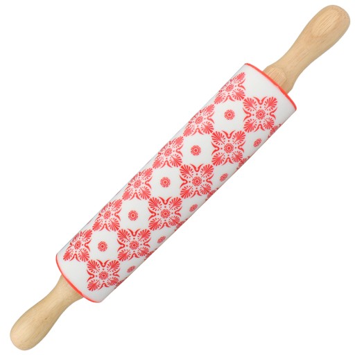 KUCHYŇSKÝ SILIKÓNOVÝ VALEC NA PIZZOVÉ CESTO, drevené rúčky, 30 cm, farby