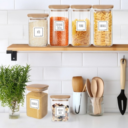 SKLENENÁ BAMBOO kuchynská nádoba na sypké potraviny, 1,1 l