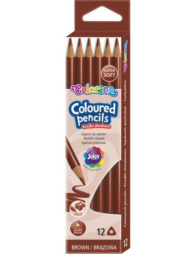 Trojuholníkové ceruzkové pastelky, 12 ks, Colorino Brown