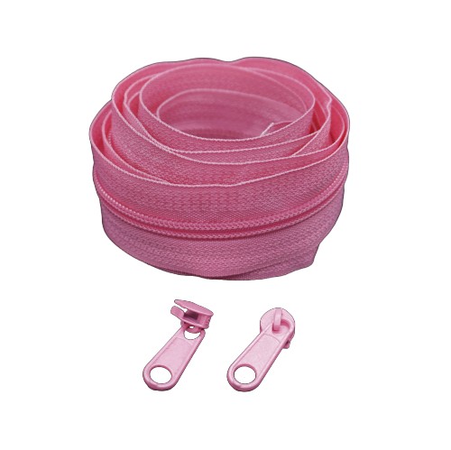 5mm ružová špirálová páska na zips + 2 jazdce
