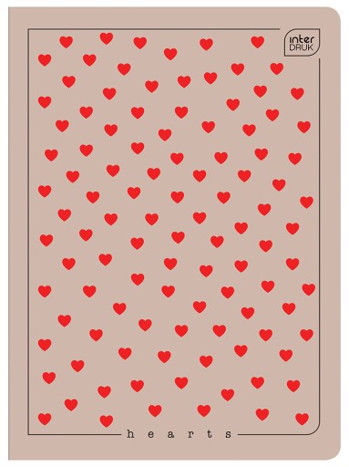 Zápisník A5/60 Mriežka 70g UV Hearts Heart Interprint