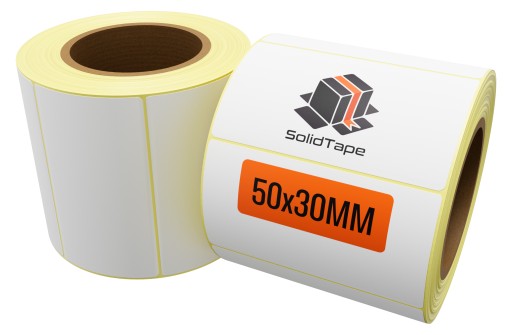 Termo kuriérske etikety 50x30 mm 1000 kusov, samolepiace biele