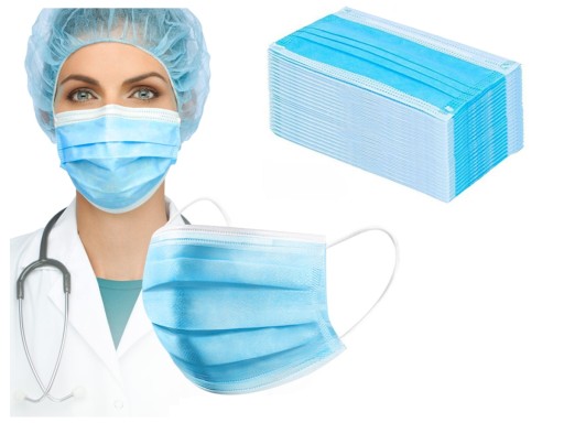 Trojvrstvová modrá hygienická maska
