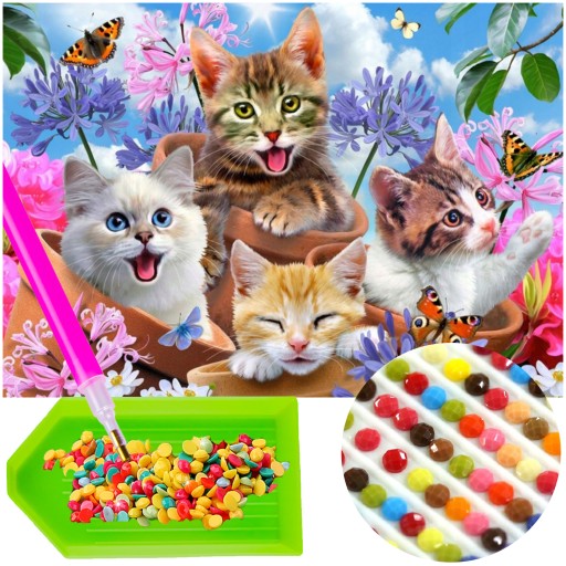 OBRÁZOK pre diamantové vlepovanie Diamantové vyšívanie CATS Diamantové maľovanie 5D