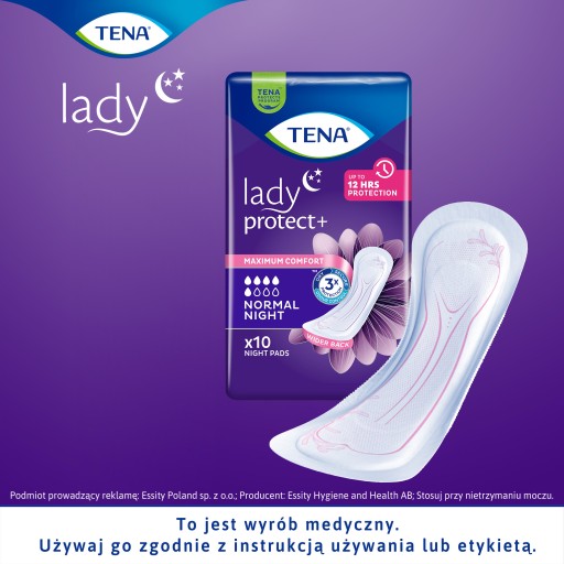 Špecializované hygienické vložky TENA Lady Protect+ Normal Night 10 kusov