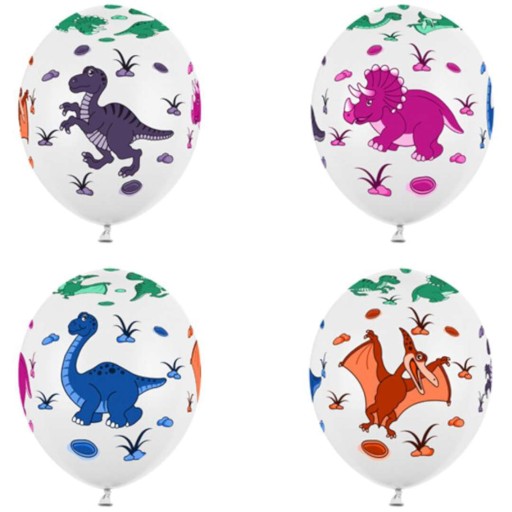 balóny DINOSAURS veľké farebné PASTELOVÉ dino párty NARODENINY 6 ks