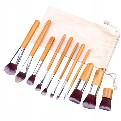 SADA BAMBUSOVÝCH ŠTETEC NA MAKEUP 11 KS + PUZDRO
