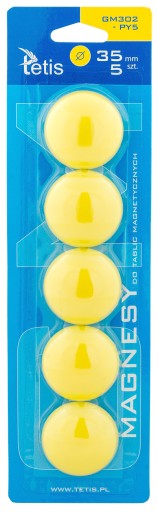 ŽLTÉ MAGNETY HLADKEJ DOSKY 35 MM 5 KS TETIS GM302-PY5