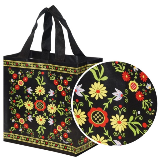NÁKUPNÁ TAŠKA POLYPROPYLÉN látka SHOPPER FOLK 26x15x27cm SIEŤOVANÁ 10L