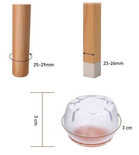 16x NOHY STOLIČKY NÁBYTOK PLSTENÉ SILIKÓNOVÉ POTAHY 25-29mm