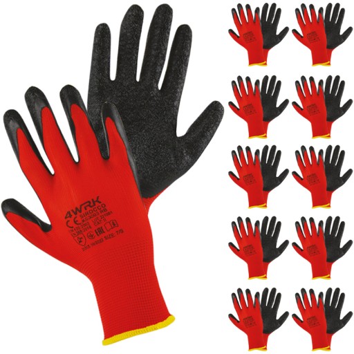 RUKAVICE SILNÉ latexové PRACOVNÉ RUKAVICE LATEX LITE 10 PÁROV XL-10