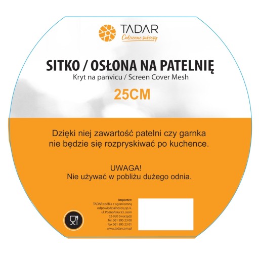 Kryt proti striekaniu tuku, sitko Tadar 25 cm