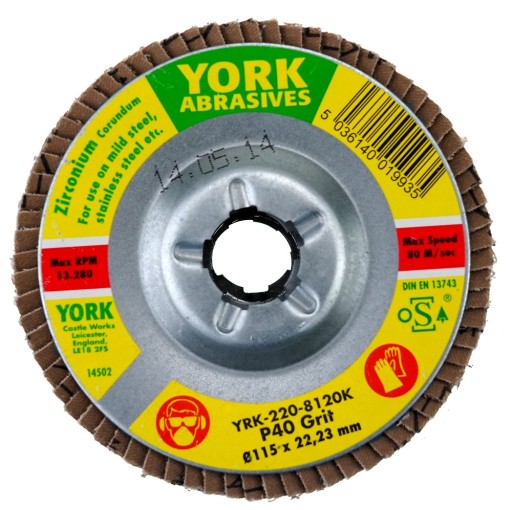 Brúsny kotúč 115x22 P40 GR40 INOX kužeľová klapka YORK - 1 kus