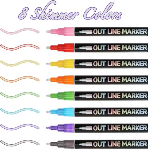 MAGIC MARKERS Glitrové fixy FAREBNÉ METALICKÉ DVOJRADOVÉ 8 ks