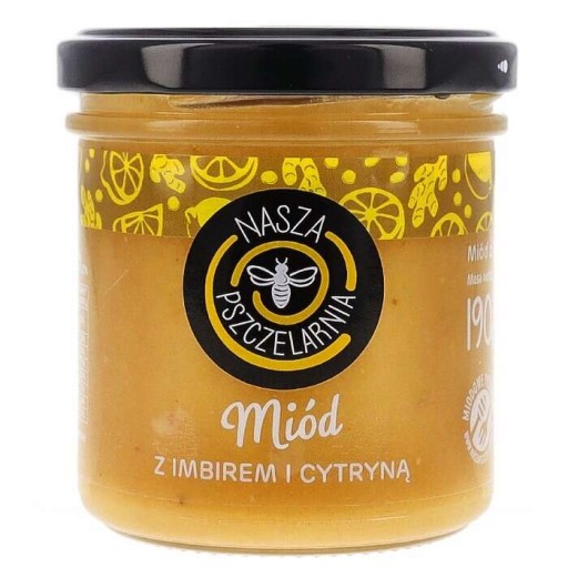Prírodný med s citrónom a zázvorom Nasza Pszczelarnia 190g