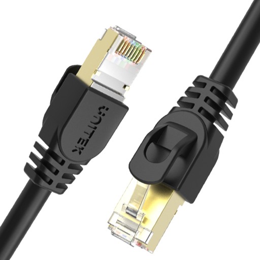 Unitek čierny sieťový kábel, Cat.7 SSTP RJ45 Ethernet kábel 50cm, 10Gbps