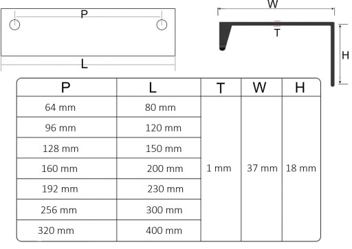 HRANA MATNÁ ČIERNA ÚCHYTKA NÁBYTKOV LOFT 230 mm