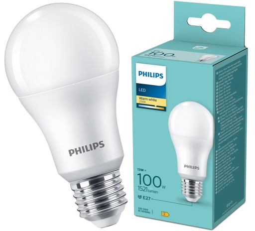 LED žiarovka PHILIPS E27 13W = 100W 2700K TEPLÁ BIELA 1521lm 180° A60