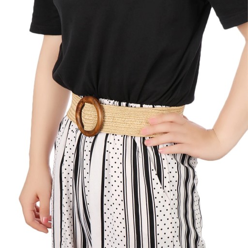 BOHO SLAMENÝ PÁS, ELASTICKÁ BÉŽOVÁ SPONKA