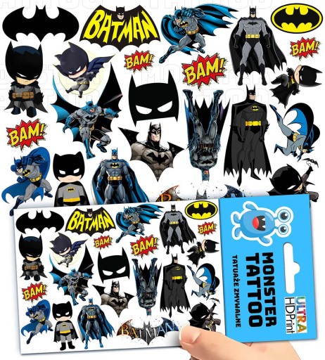 UMÝVAJÚCE DOČASNÉ TETOVANIE PRE DETI DETSKÝ BATMAN ORIGINÁLNE DIZAJNY