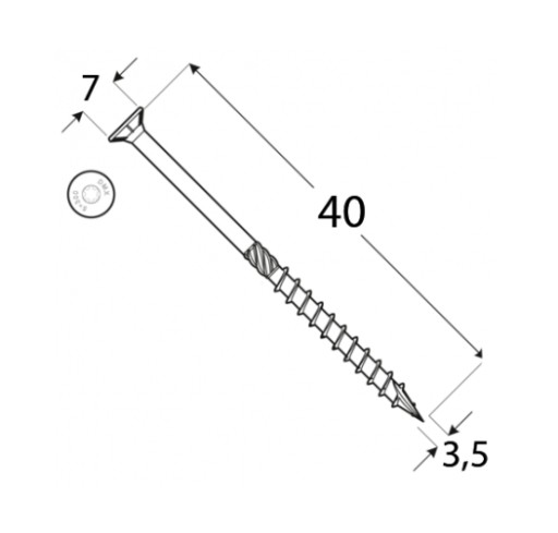 TESÁRSKE SKRUTY DO DREVA CS 3,5x40 TORX PROTIHLAVICE DOMAX 200KS