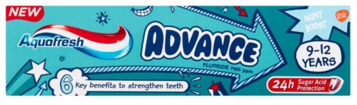 Mätová zubná pasta pre deti 9-12 rokov Advance Aquafresh 75 ml
