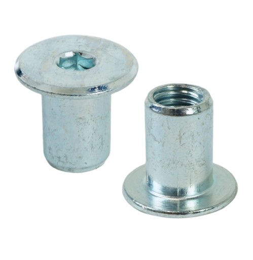 Matica Ericson M10 x 18 mm plochá, na spojenie nábytku, biela pozinkovaná
