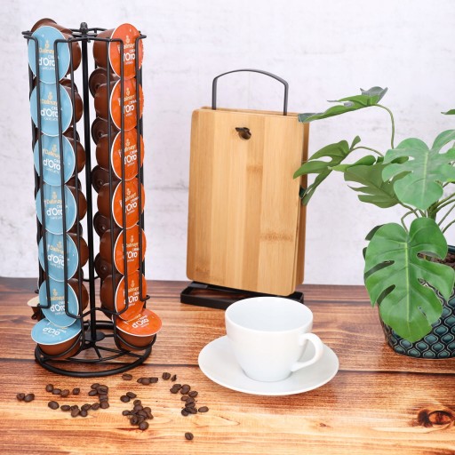 RACK NA KAPSULE Dolce Gusto na kávu, 28 kusov kapsúl, otočný, čierny