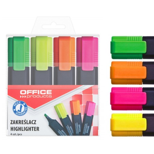 Sada zvýrazňovačov 4 farieb Sada kancelárskych produktov