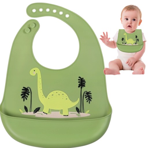 SILIKÓNOVÝ PODPREDNÍK s vreckom ZELENÝ s DINOSAUROM 24-32 cm