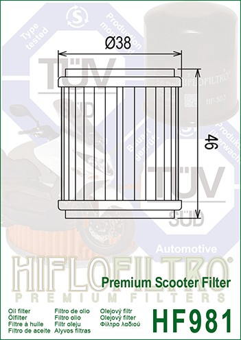 HIFLOFILTRO OLEJOVÝ FILTER HF981