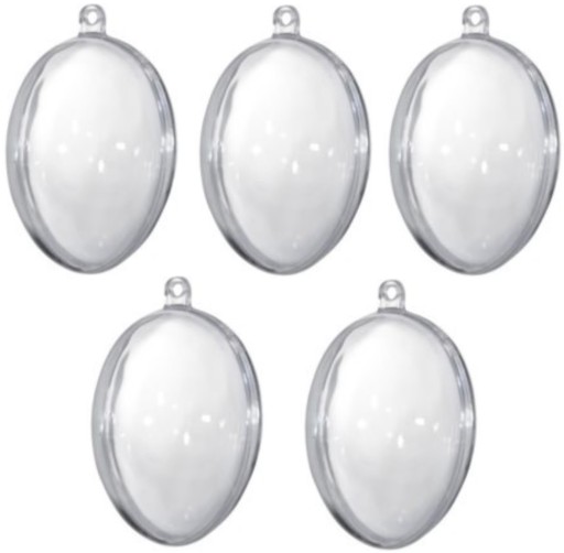 Vajíčka Akrylové vajíčko otvárateľné plastové priehľadné DIY 8cm 5ks.