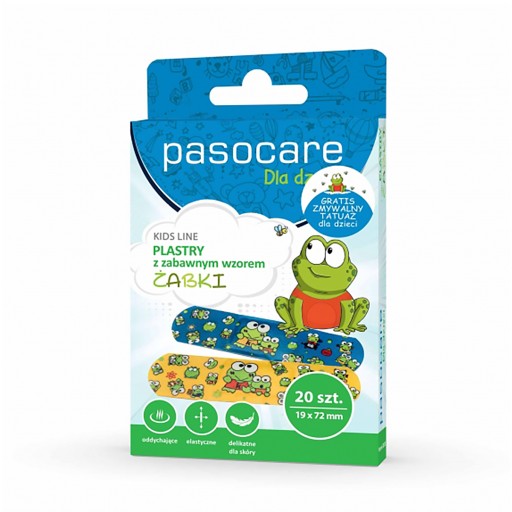 Detské náplasti Pasocare Frogs 19 x 72 mm 20 ks