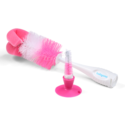 BABYONO kefa na fľašu cumlíka s prísavkou a mini kefkou 728/03