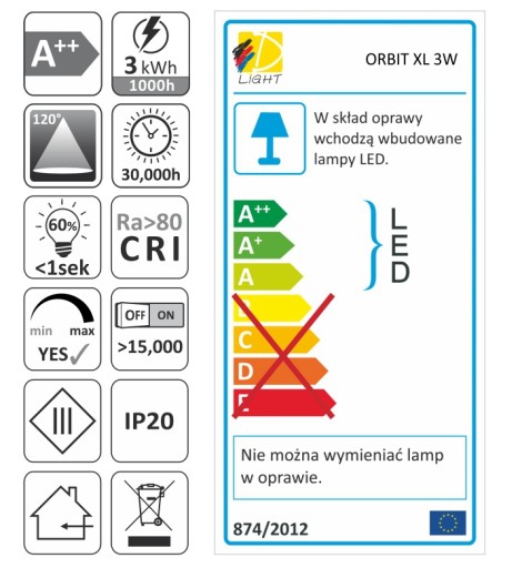 LED ORBIT XL 3W TEPLÁ ORBIT-XL-AL-30K-01W