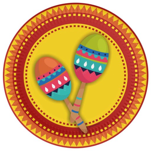 MEXIKO papierové taniere Mexican Party maracas Mexico 6 ks