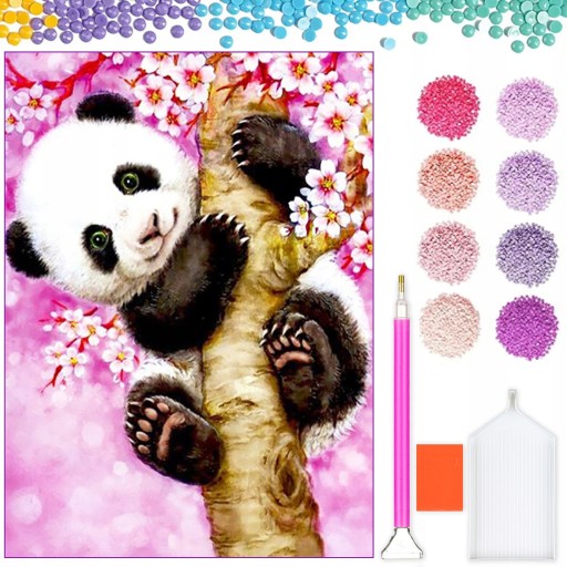DIAMANTOVÁ VÝŠIVKA Diamantová maľba Diamantová mozaika pre deti Súprava Panda